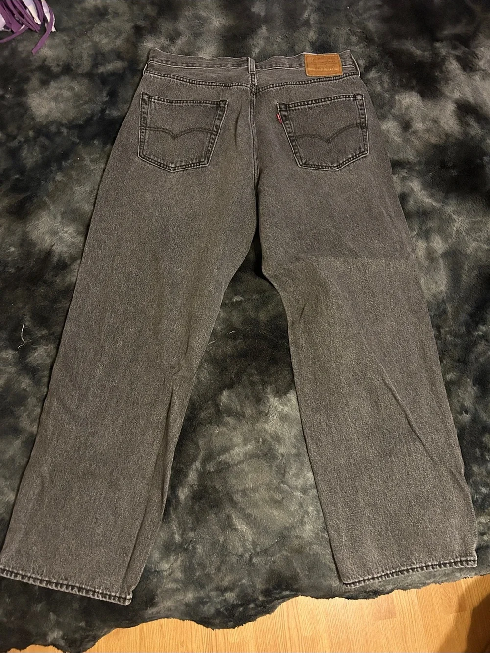 Men's Black Washed Straight-Leg Jeans